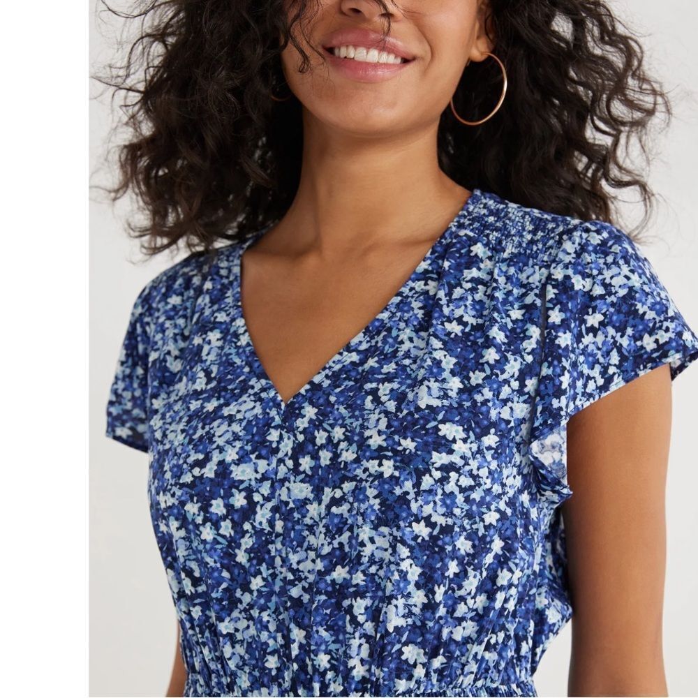 Time & Tru Floral Blue Dress Sz XXL - Picture 4 of 10